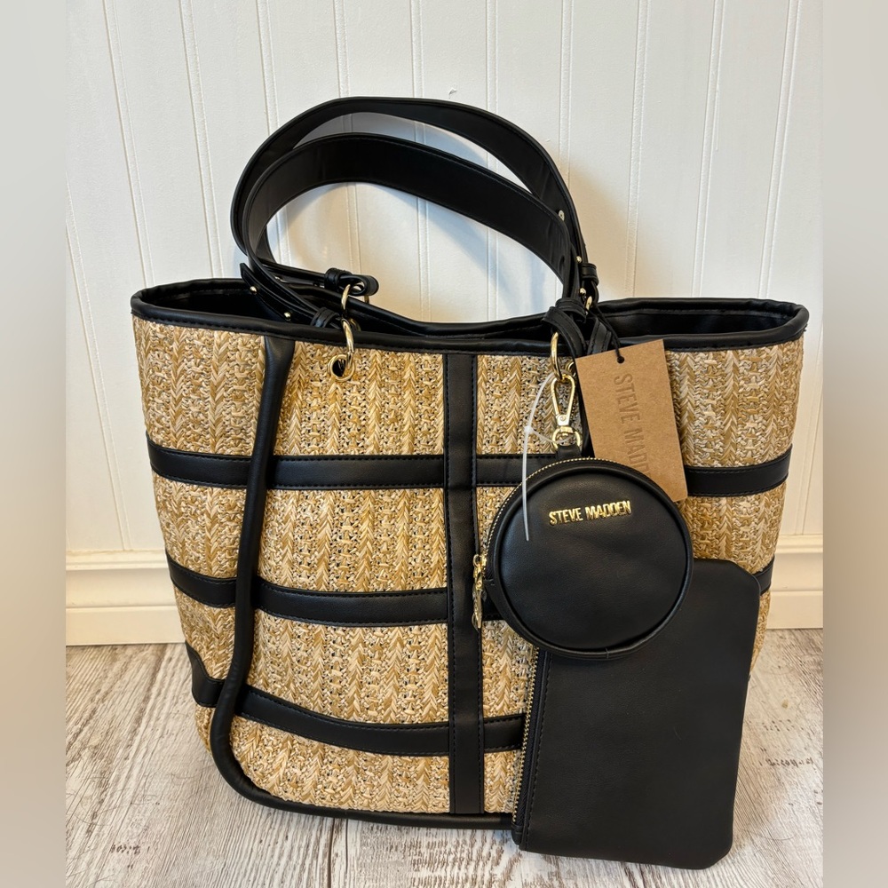 Steve Madden TikTok Women’s BJEWEL handbag black with coin purse and zip-pouch